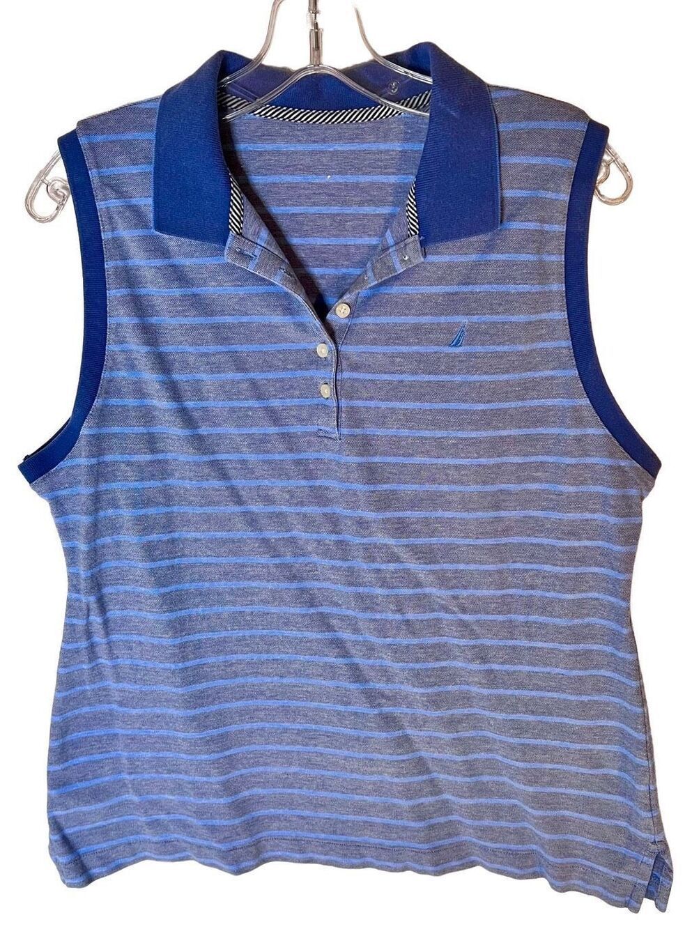 Nautica Polo Style Tank Blue Gray Stripe See Measurements No Size Tag Approx L